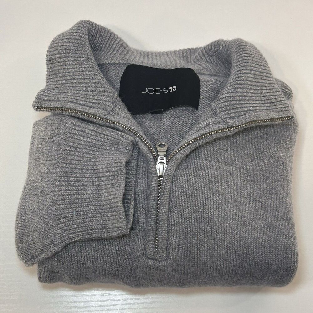 Joe’s Jeans Men’s 1/4 Zip Gray Wool Blend Sweater Size Large Mock Neck